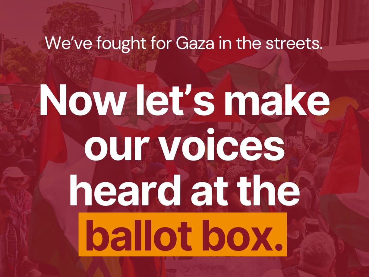 APAN Vote with Palestine — ballot-box campaign creative