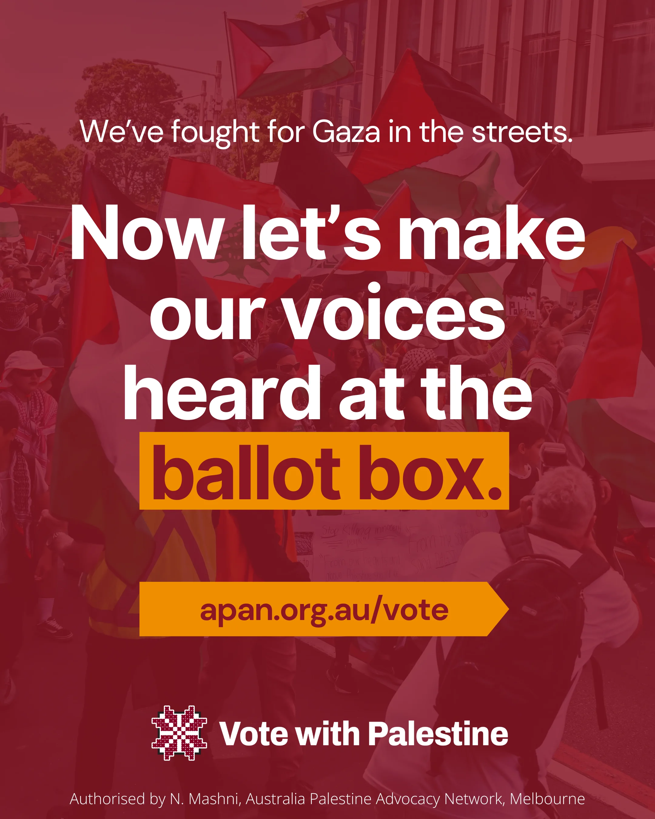 APAN Vote with Palestine — make our voices heard at the ballot box creative