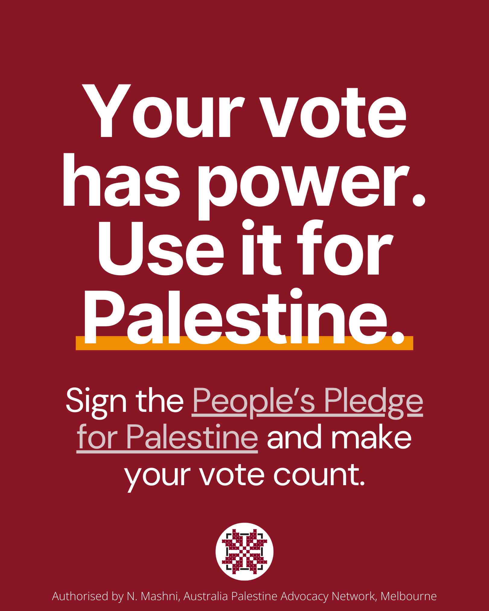 APAN People's Pledge for Palestine — your vote has power creative