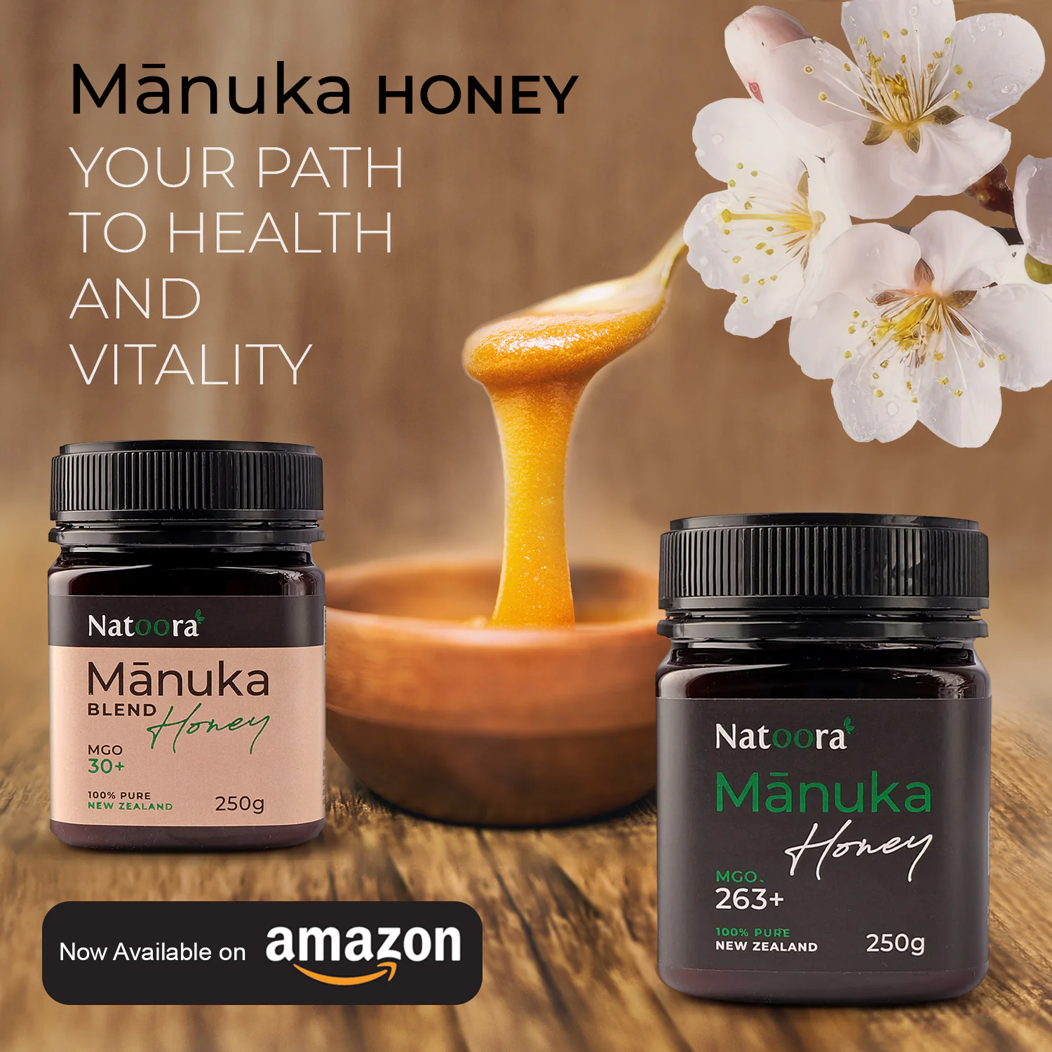 Natoora Manuka honey product creative