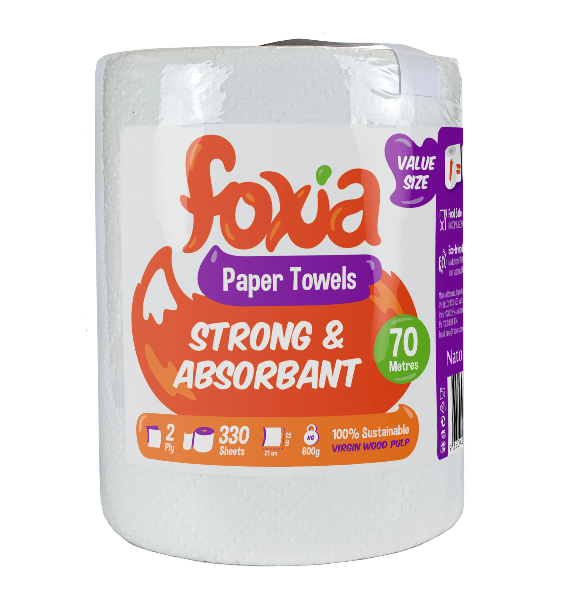Foxa strong and absorbant paper towels product packaging