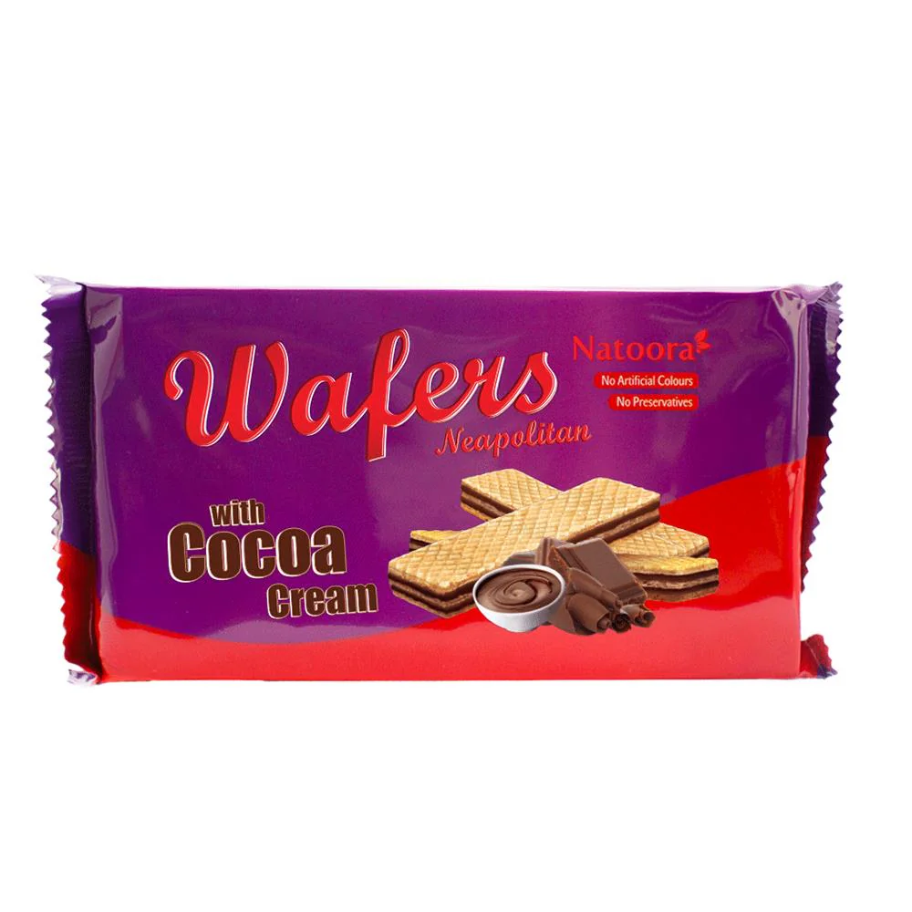 Natoora Neapolitan wafers with cocoa cream product packaging